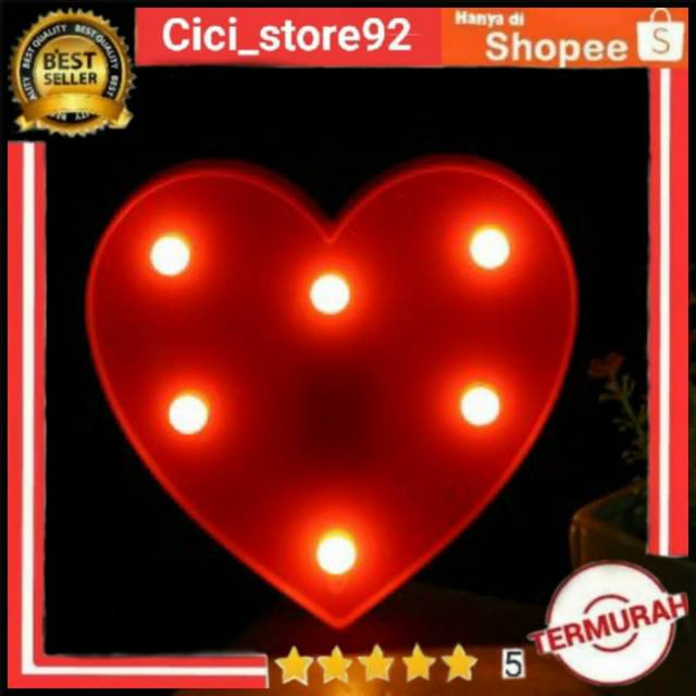 Hapeisy Lampu Dekorasi Marquee LED 3D Romantic Model Heart - M10 - Red