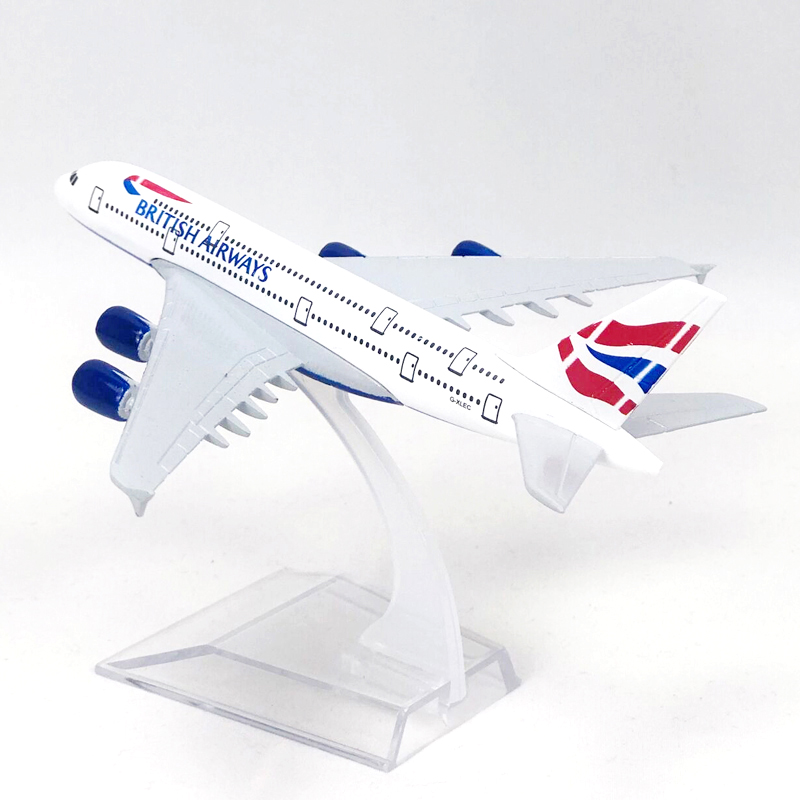 Miniatur Diecast Pesawat UK Airbus 380 A380 Bahan Alloy Metal Ukuran 16CM Untuk Koleksihadiah