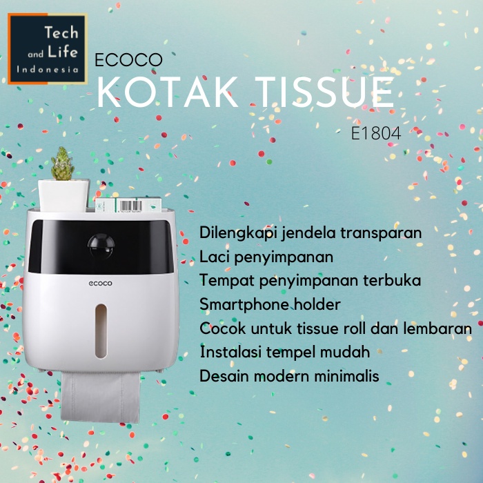 Ecoco E1804 Kotak Tisu Toilet Tempel Gantung Tissue Storage Dispenser