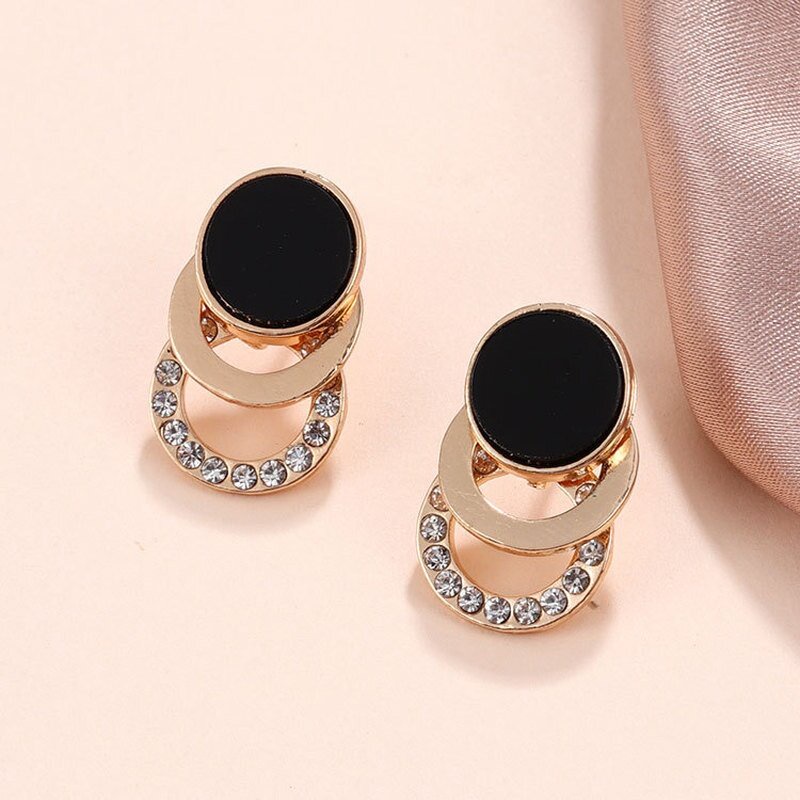 Anting Silver Needle Multilayer Bentuk Bulat Anti Alergi Untuk Wanita