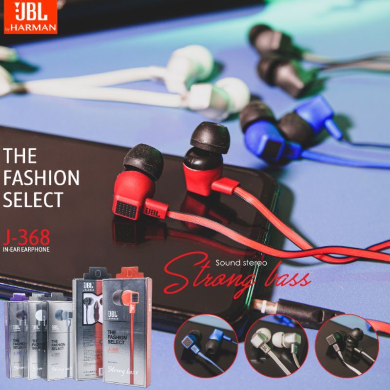 HEADSET/EARPHONE PREMIUM JBL J-368 STEREO MUSIC SUPER BASS