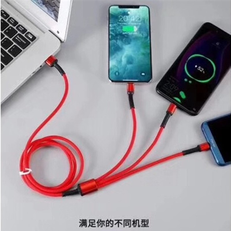 [✅COD] Rapid Series 3 in 1 Micro USB + Lightning + Type-C 3A 1.2M