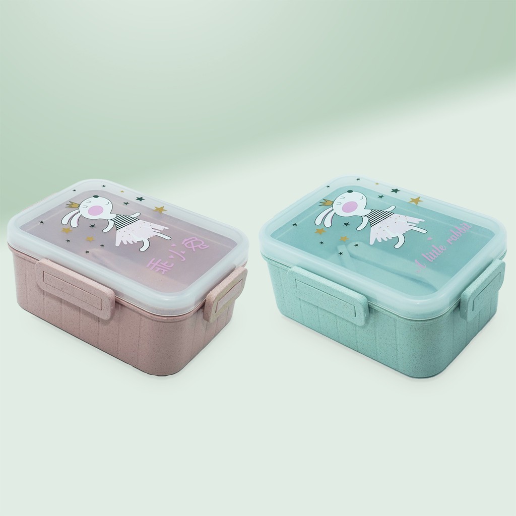 Kotak Makan Bento Box 3 Variasi Pink Hijau Krem Lucu Box Makan