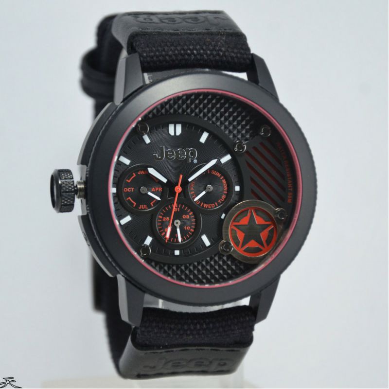 Jam Tangan Pria Jeep JPW61802 Black Kanvas Original Murah