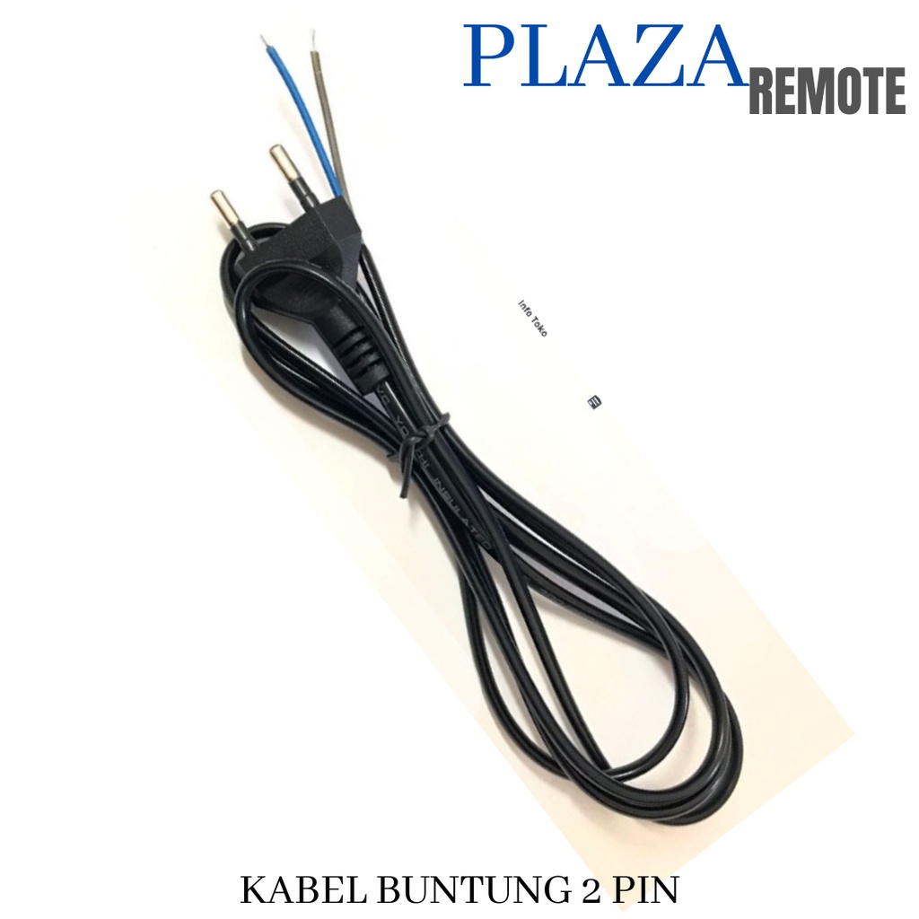 2.0 METER KABEL STEKER BUNTUNG 2PIN TEBAL 2 X 0.75 POMPA GERINDA BOR TEMBAGA