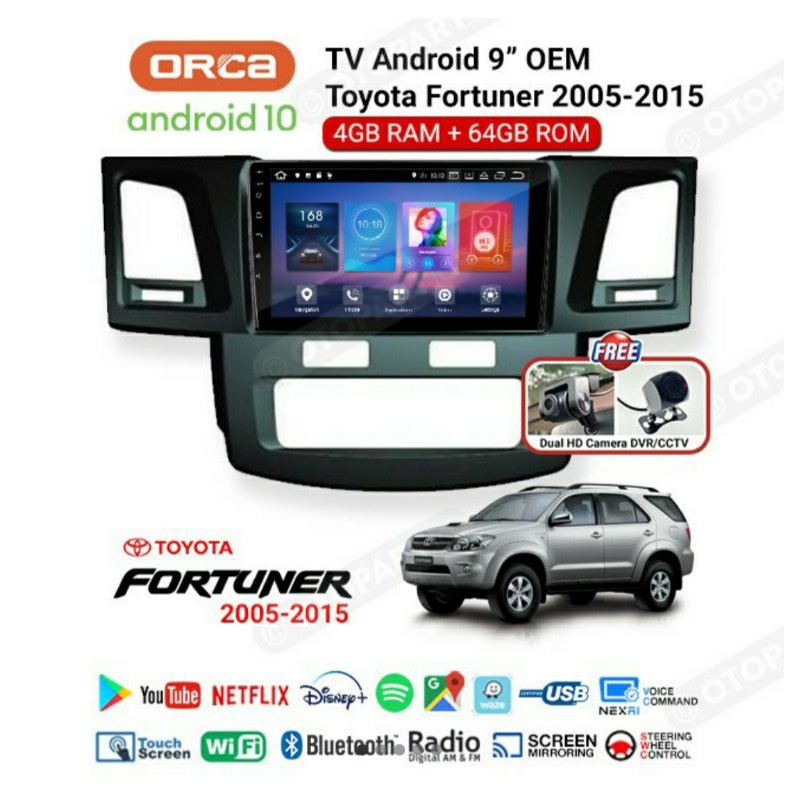 Head unit oem fortuner - tv android toyota fortuner 2005-2015 - tv android orca 9 inch