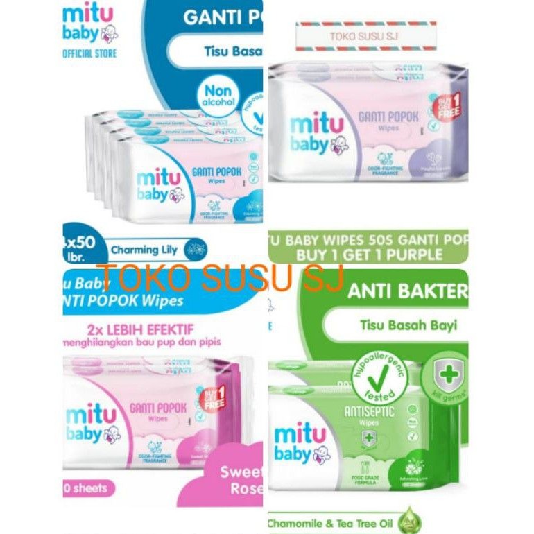 TISSUE BASAH MITU BABY WIPES 50s X 2pcs /GANTI POPOK/TISU BASAH/ BUY 1 GET 1