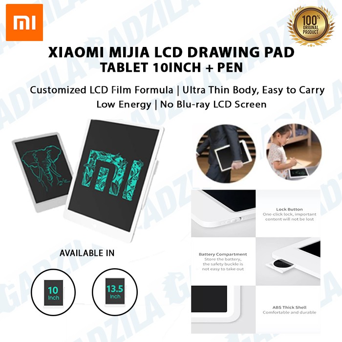 XIAOMI MIJIA LCD DRAWING PAD 13.5 INCH WRITING TABLET MINI BLACKBOARD PAPAN GAMBAR