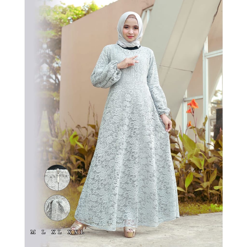 Aldine gamis brukat tule//gamis pesta modern//gamis wanita //fashion wanita terbaru