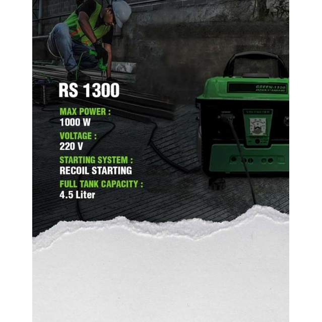 RYU Mesin Genset Generator Set RS1300 Green