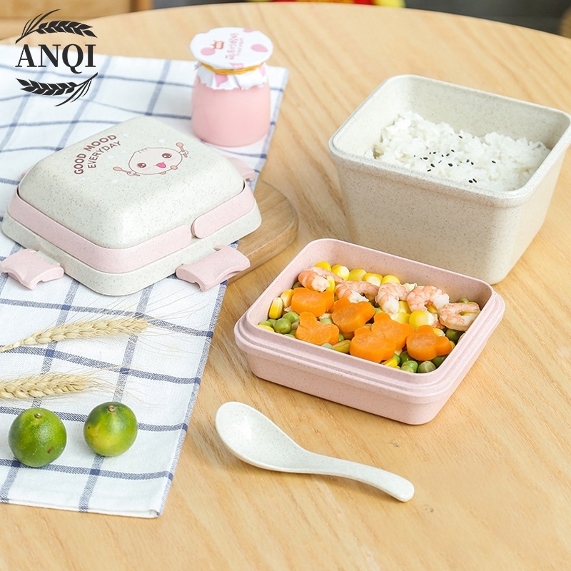 ANQI 1888 Lunch Box Kotak Bento Kotak Tempat ​Makan Lunch Box Set Bekal Free Sendok-Bpa free VS-208