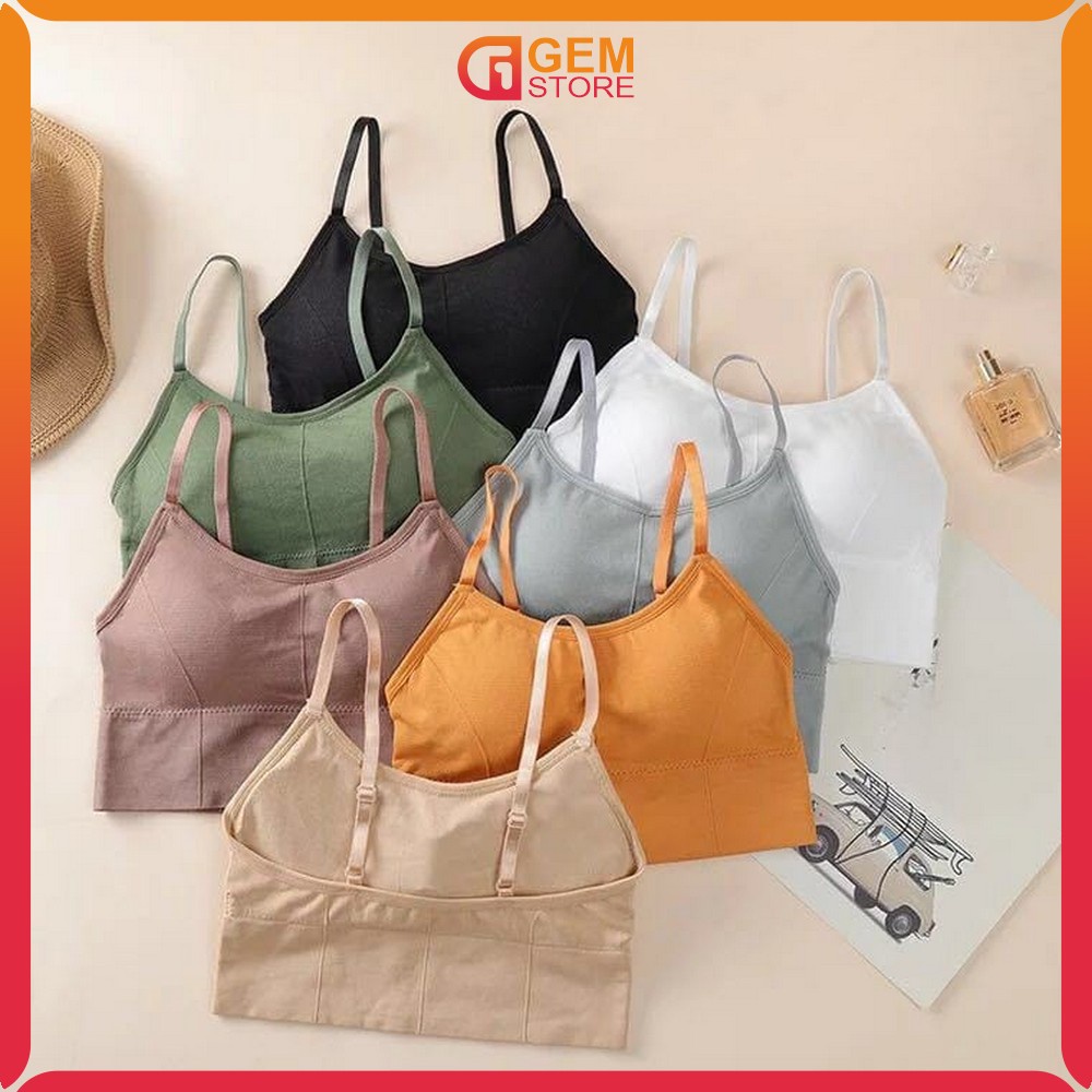 Bra Baju Wanita Motif Polos Tanpa Kawat / Pakaian Dalam Croptop Bra Fashionable / Woman Sport Bra Pu
