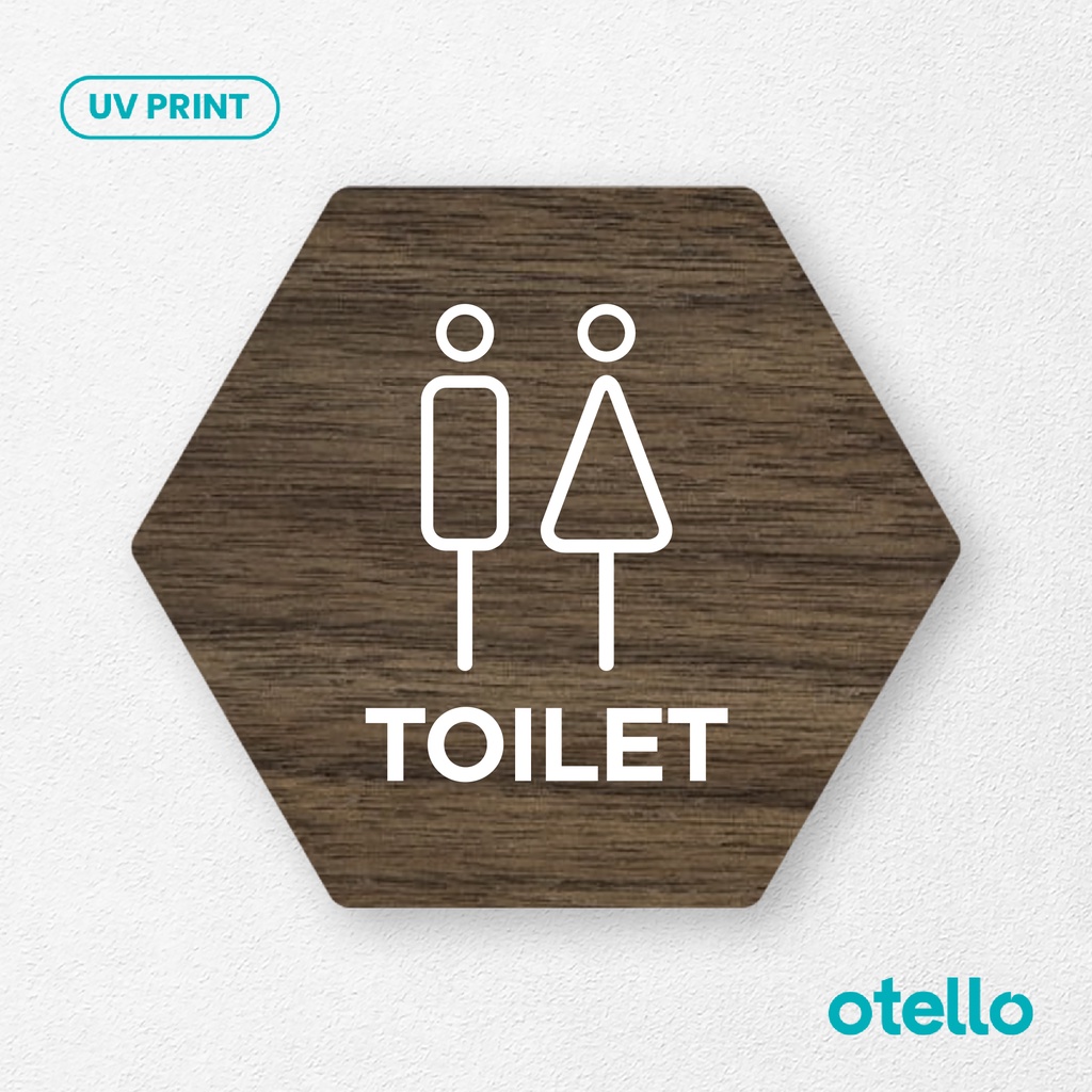 Signage Toilet Icon Pria Wanita Restroom Men Women Sign Board Kayu Wooden Papan Label Nama Ruangan WC