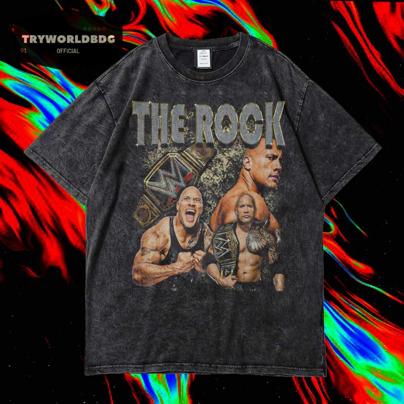 TRYWORLDBDG OFFICIAL "THE ROCK" KAOS OVERSIZED | KAOS WASHED | STONE WASH | OVERSIZED T SHIRT | KAOS