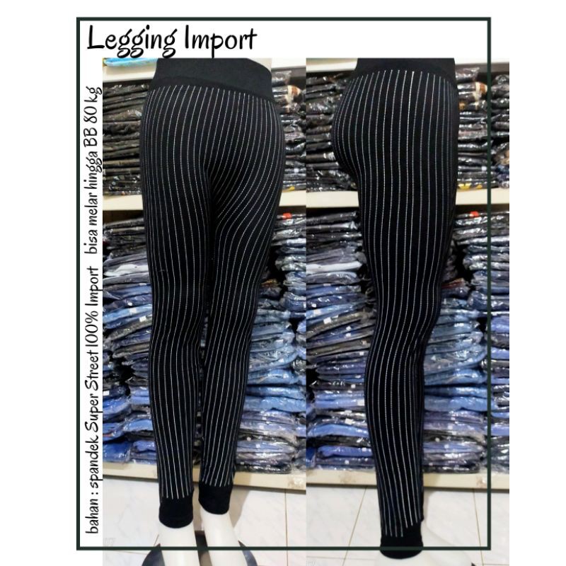 New Legging Import motif garis kotak