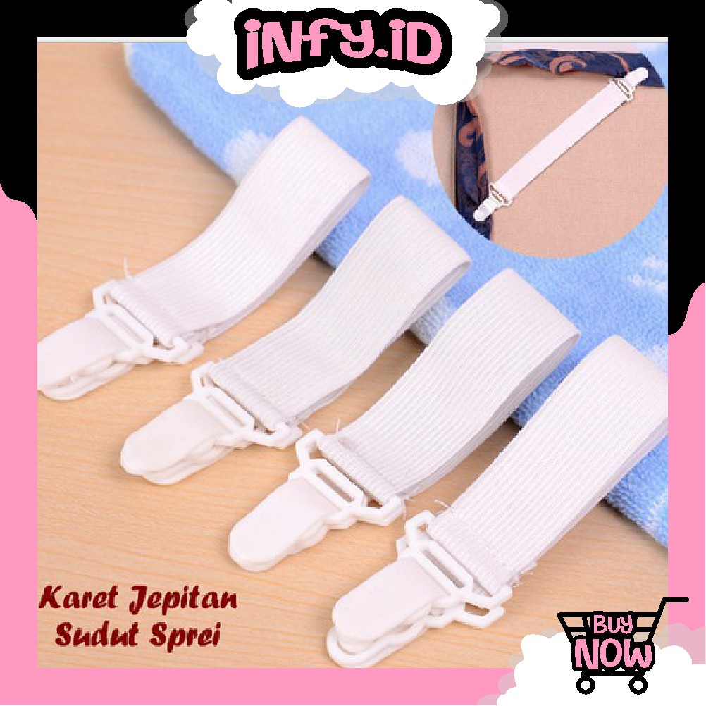 INFY - Tali Pengait Sudut Seprei Jepitan Jepit Kaitan Kait Ujung Sprei Kasur 1 Pack Isi 4 Pcs R061