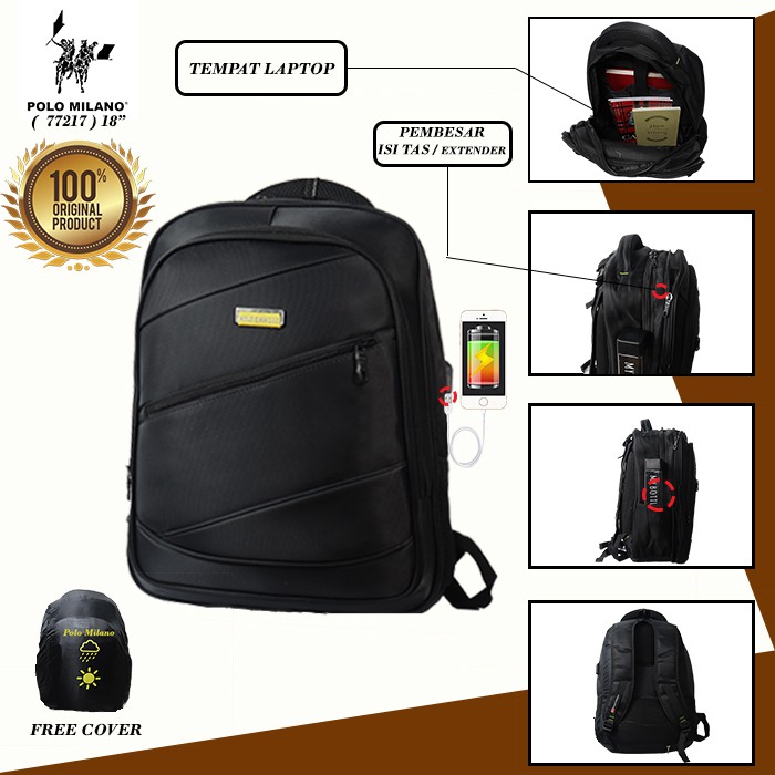 TAS RANSEL SEKOLAH PRIA POLO CAVALLO  77217 Tas Pria TAS RANSEL IMPORT RANSEL 18Inch RANSEL MURAH