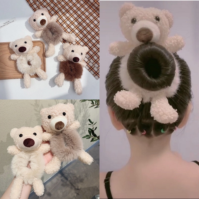 K151 TERMURAH PLUSH BEAR / RABBIT RASCRUNCHY / IKAT RAMBUT KOREA ANAK KECIL BONEKA BERUANG KELINCI / SCRUNCHIEKARET RAMBUT/KUNCIR BULU BONEKA BEAR KAKI TANGAN