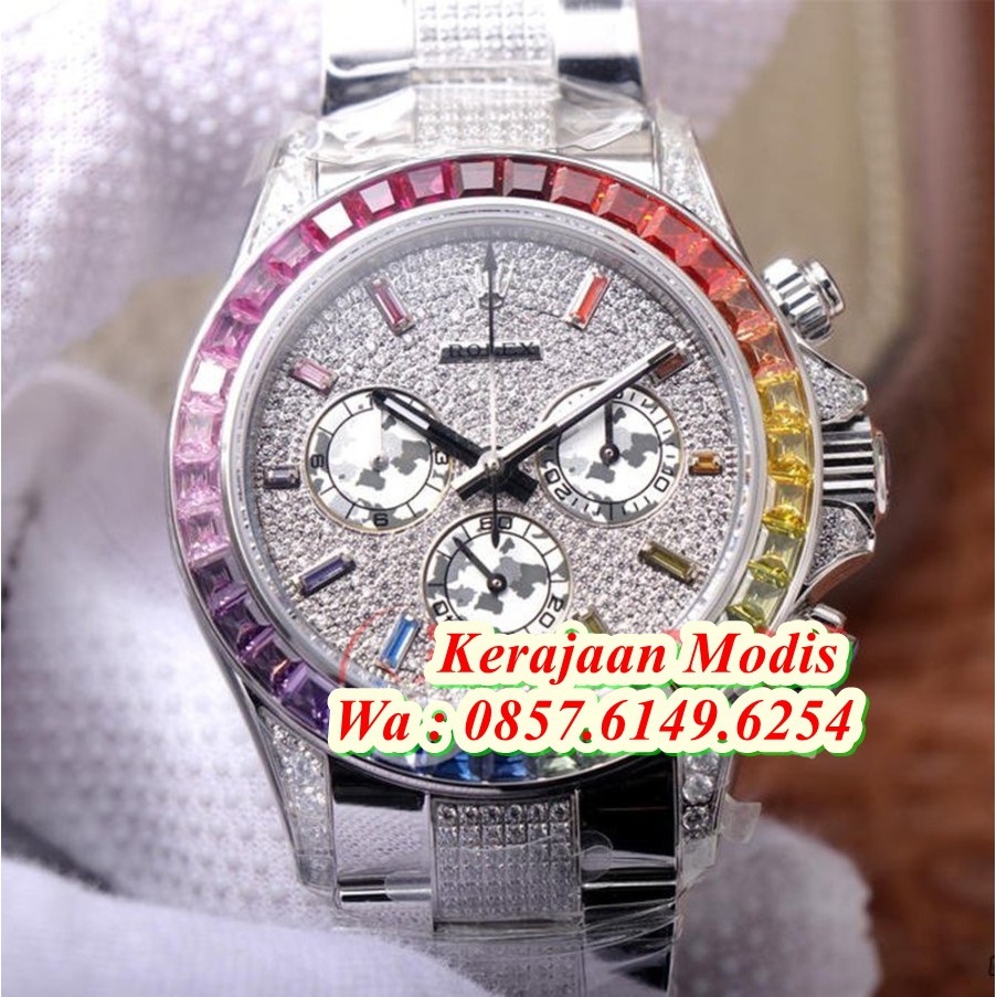 New Rolex Daytona Rainbow OMF Swiss Clone1.1 SS & Diamond Diamond Dial Import Garansi 1th