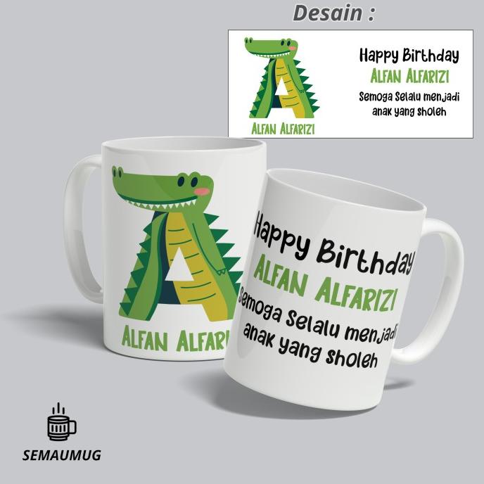 ] CANGKIR GELAS MUG CUSTOM KADO HURUF NAMA ANAK TEMA HEWAN(BISA REQUEST)
