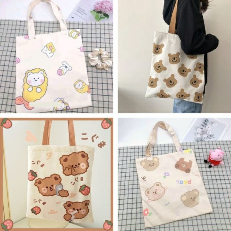 TOTE Head Bear Tas Sekolah Tas Bahu Tas Sablon