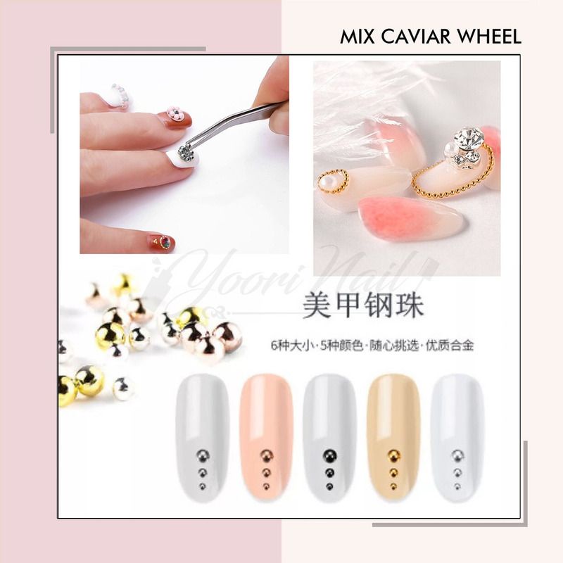 Mix caviar wheel nail art caviar hiasan kuku