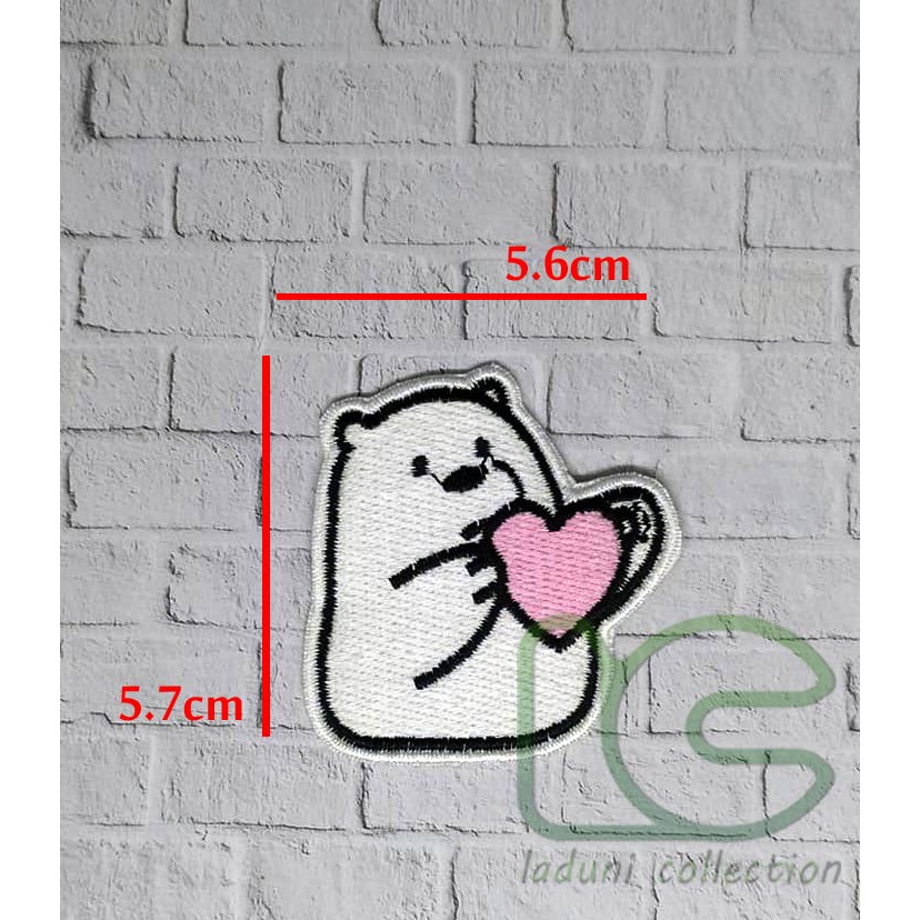 Patch bordir Bare Bear/ Patch bordir ICE BEAR LOVE