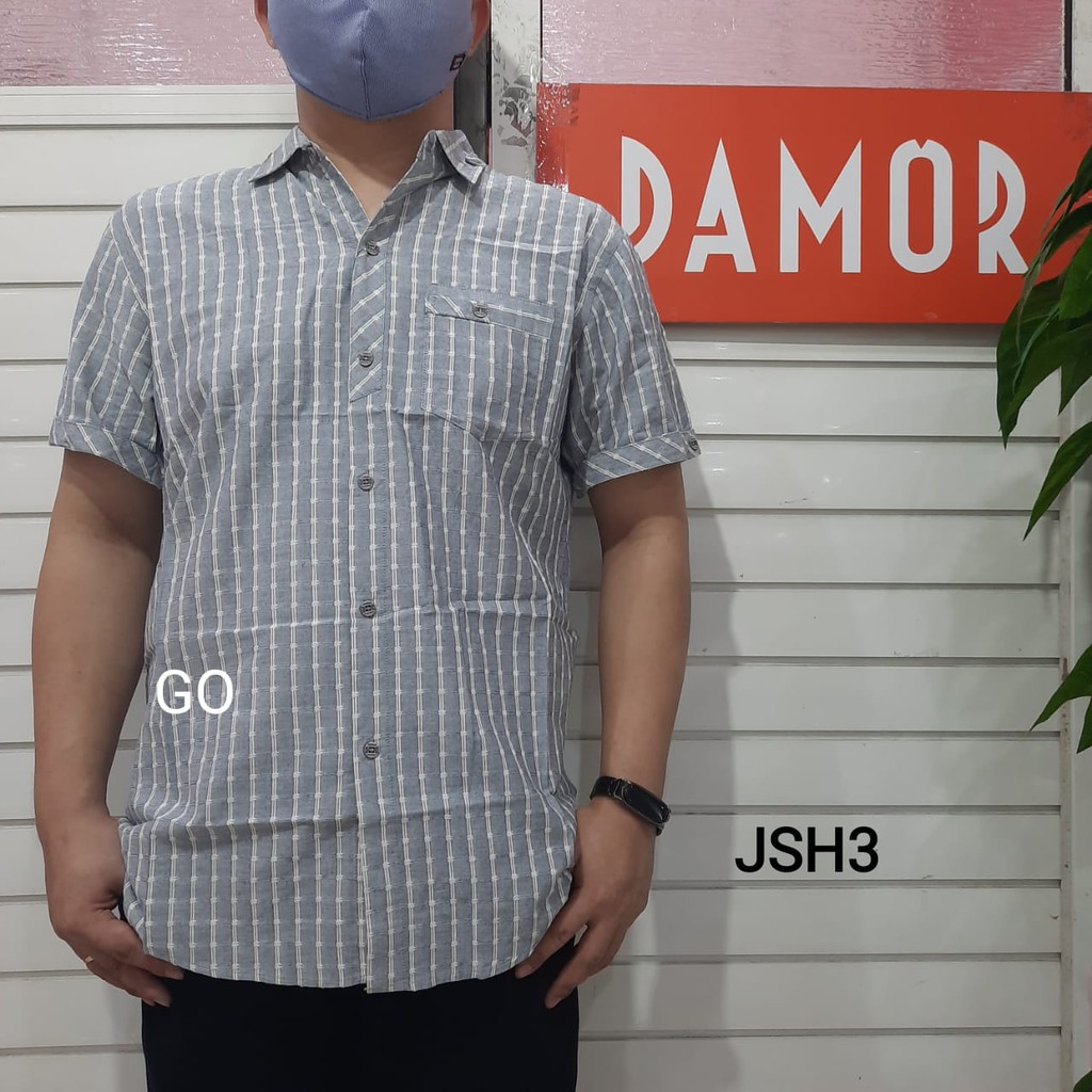 gof JSH DAMOR (CRESSIDA) KEMEJA Cowok Pakaian Pria Kemeja Dewasa Slimfit Lengan Pendek