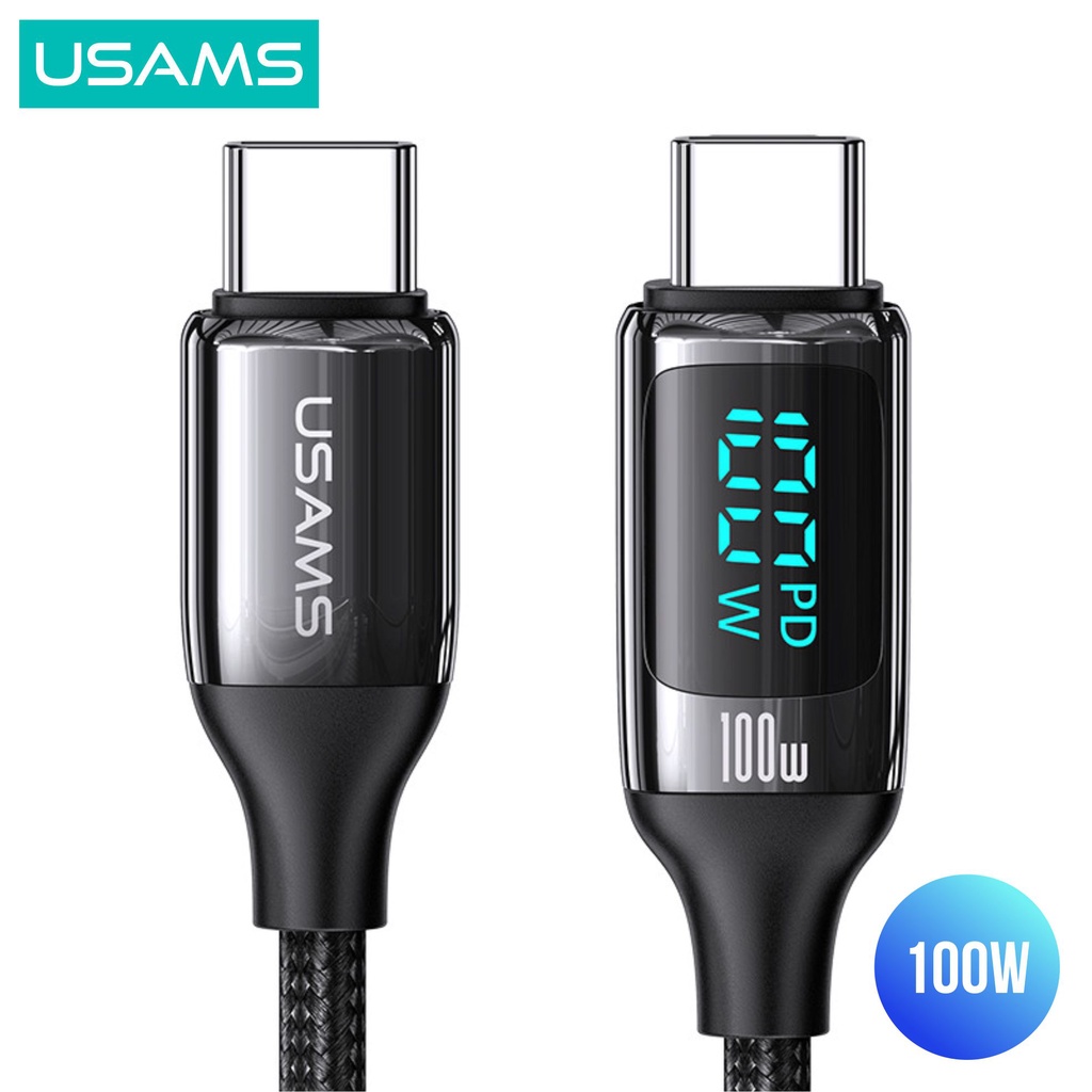 USAMS U78 Kabel Data Fast Charging Type C to Type C Digital Display 100W