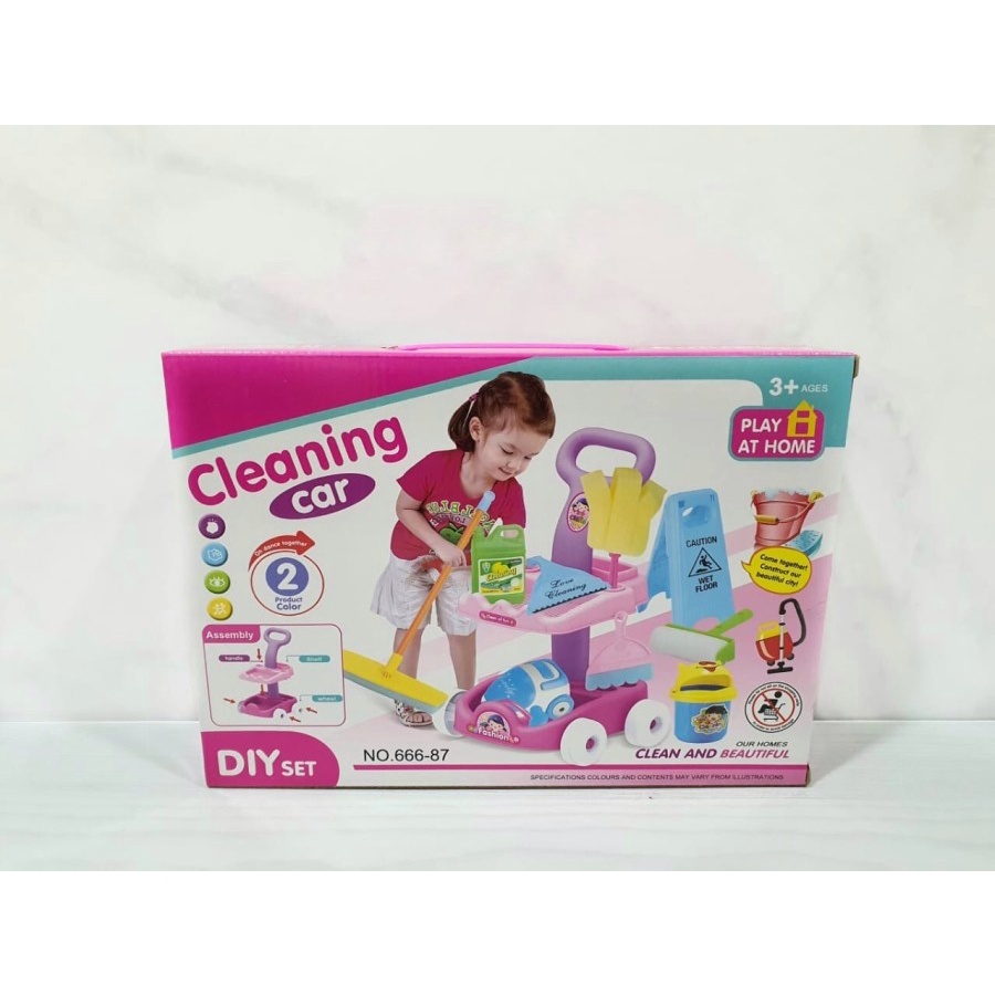 Mainan Edukasi Anak Cleaning Car Trolley Set Kebersihan M166