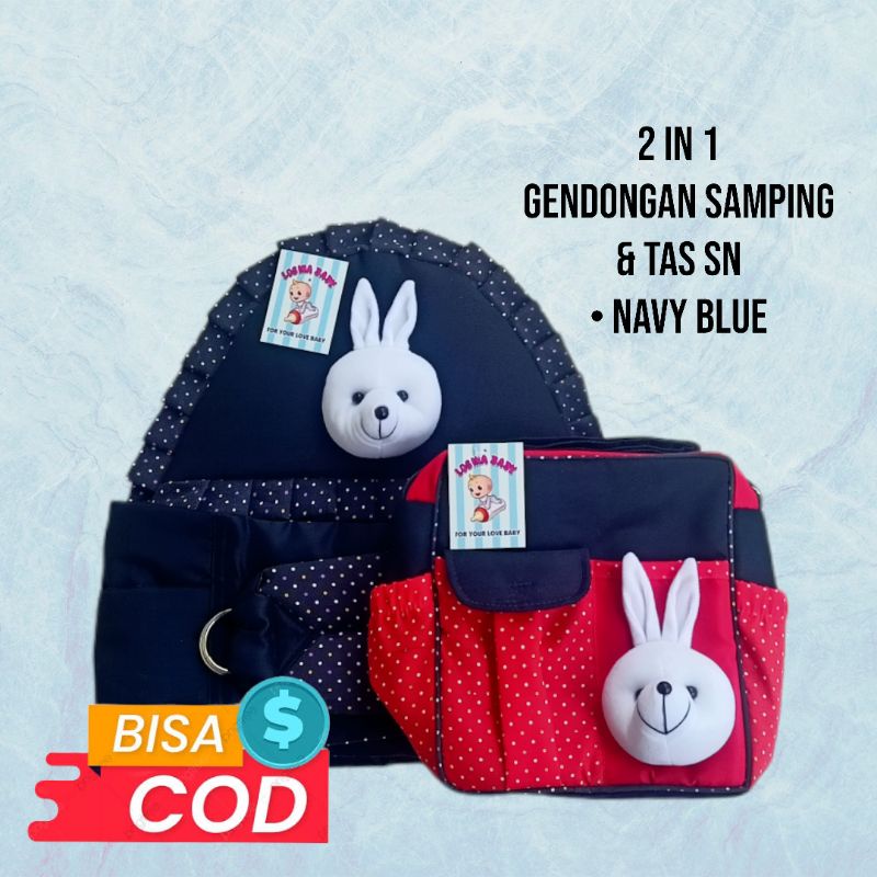 Set Gendongan bayi samping topi renda &amp; Tas kecil SN ( 2in1 Perlengkapan bayi