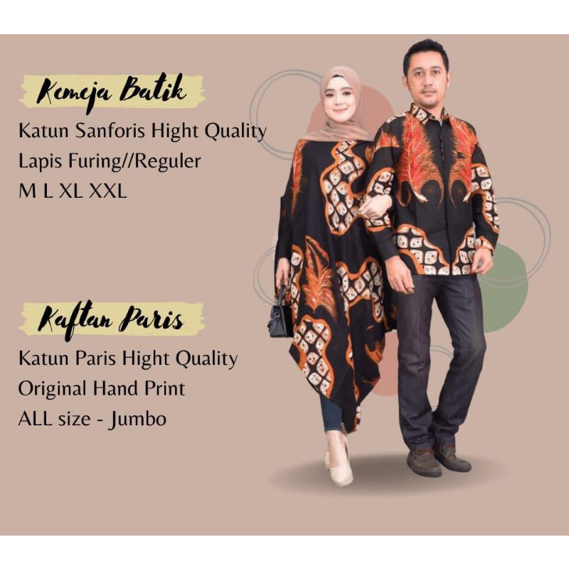 COUPLE BATIK KAFTAN PARIS KEMEJA PANJANG KATUN SOLO LAPIS FURING PREMIUM BERKUALITAS
