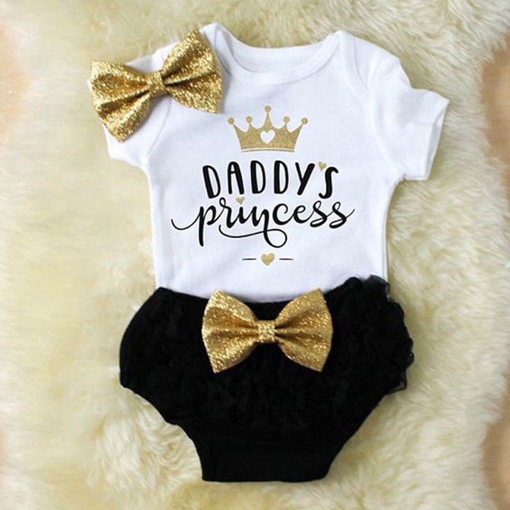 3PCS Cute Newborn Baby Girl Outfits 