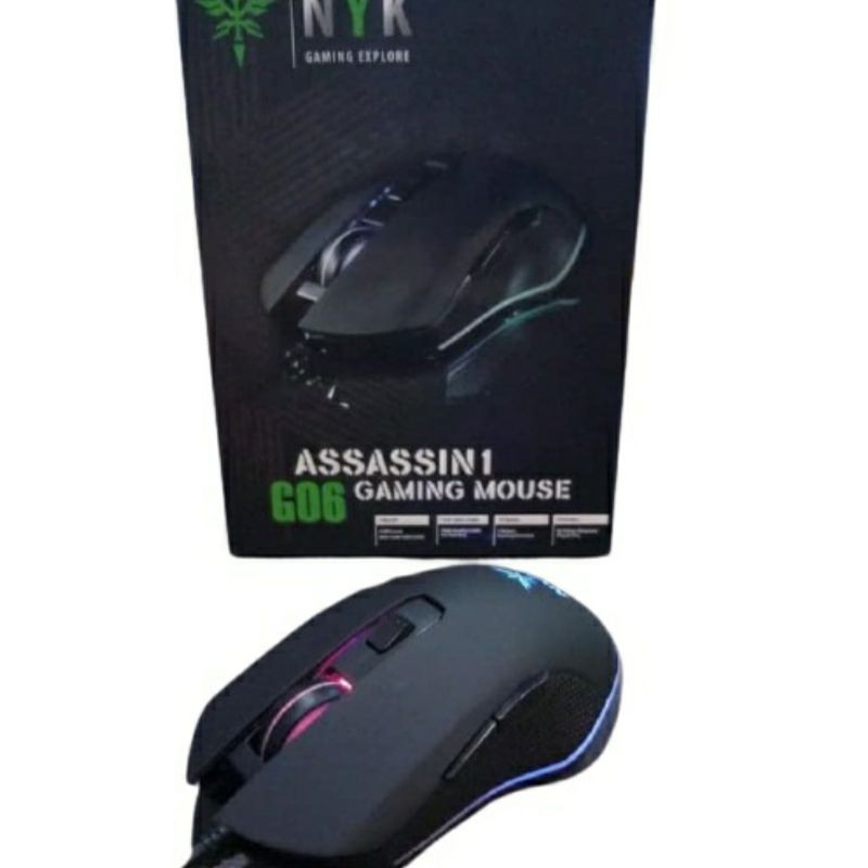 MOUSE KABEL GAMING NYK G06 ASSASSIN 1 LED RGB, MOUSE GAMING ASSASIN1 G606