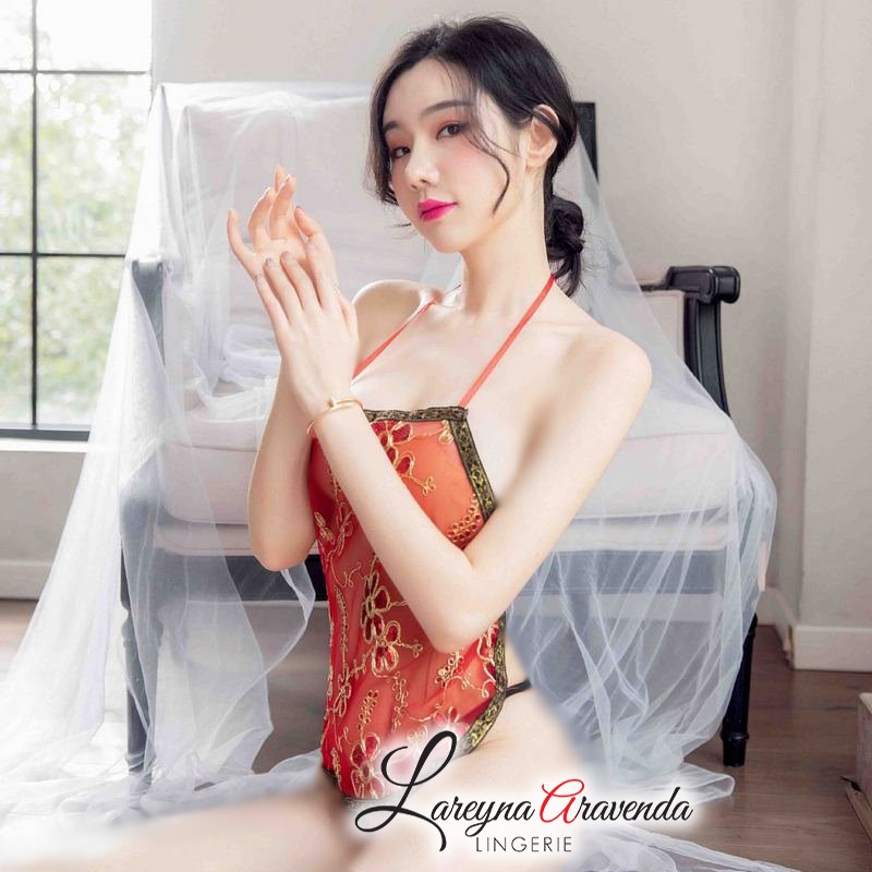 Set Lingerie + G String Seksi Model Orange Apron Dynasty LG334