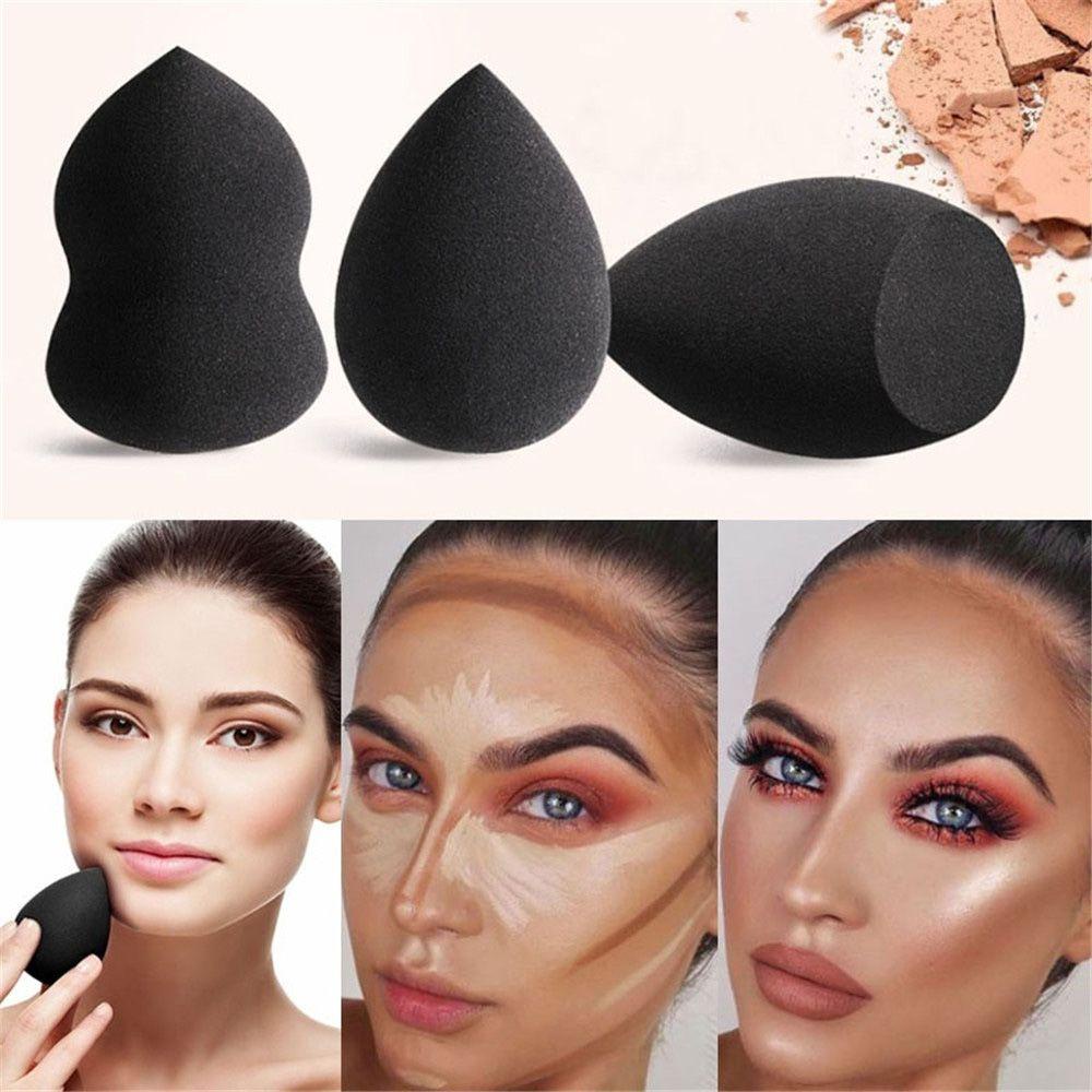 Spons Puff Makeup Multifungsi Bentuk Nanas Basah / Kering Warna Hitam