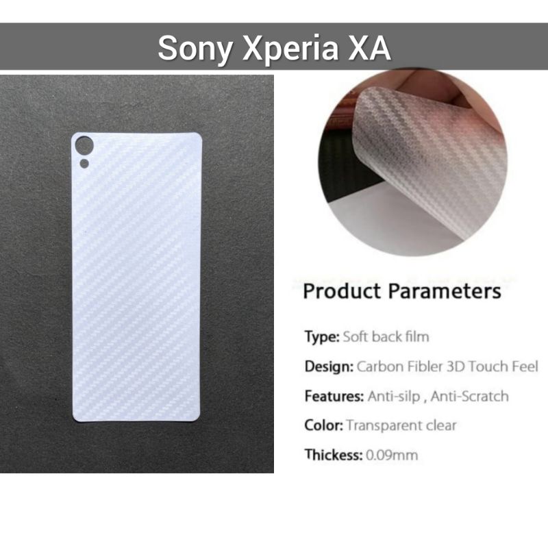 Anti Gores Belakang Sony Xperia XA film 3D skin carbon fiber garskin Xa dual F3111 F3112 F3113 F3115