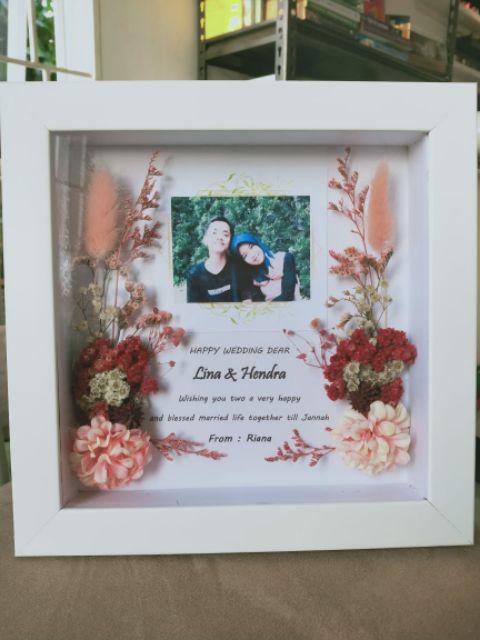 Flower Frame Decoration Rustic / Dried Flower Bingkai / Buket Mini Kado Ultah Wisuda-the Hope Pastel