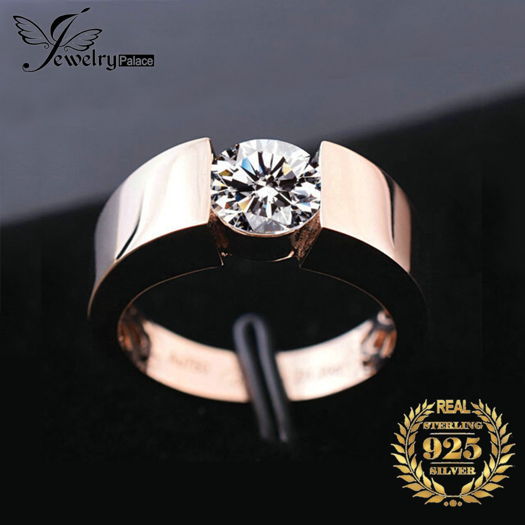 Perak 925 Asli Pria/Pasangan Cincin Rose Emas Fashion Perhiasan/Cincin Pasangan