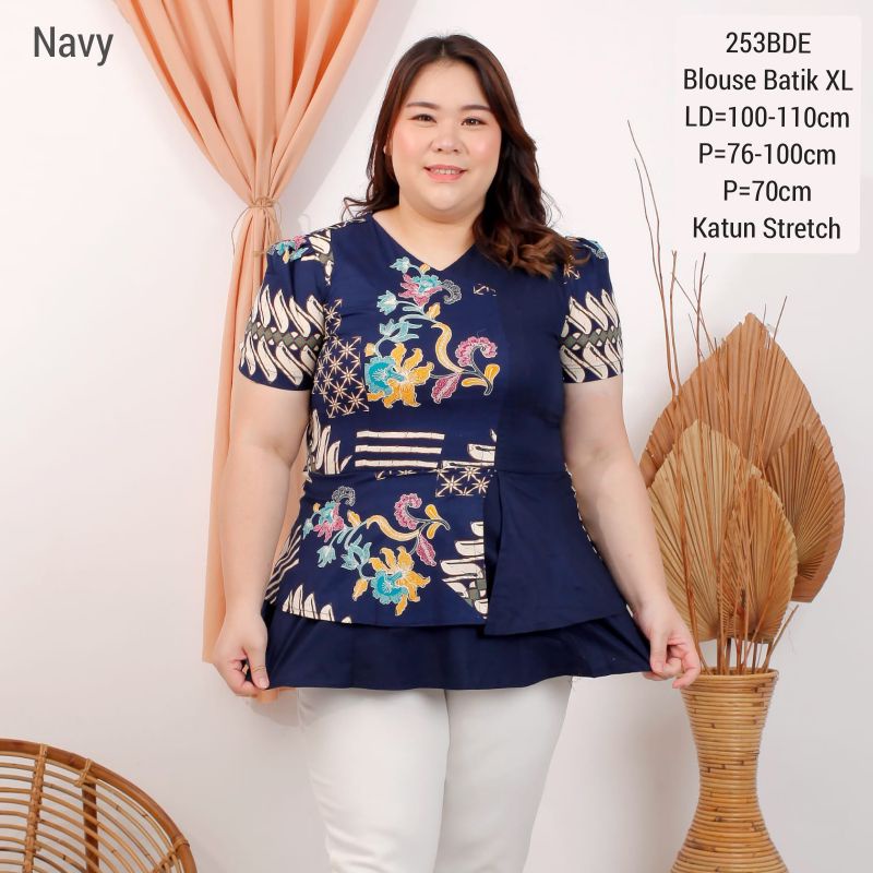 BIGSIZE BLOUSE NINA BATIK MODERN XL ATASAN CEWEK JUMBO 253 XL BAJU FASHION WANITA MURAH KERJA