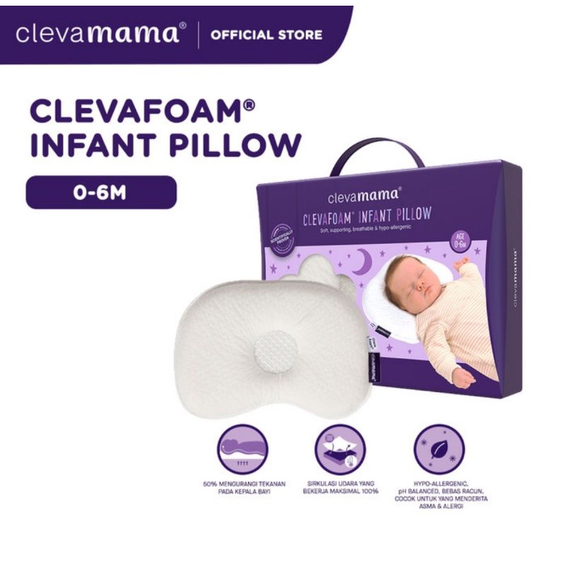 Clevamama Baby ClevaFoam® Infant Pillow 0-6 M/Bantal Anti Peyang Bayi