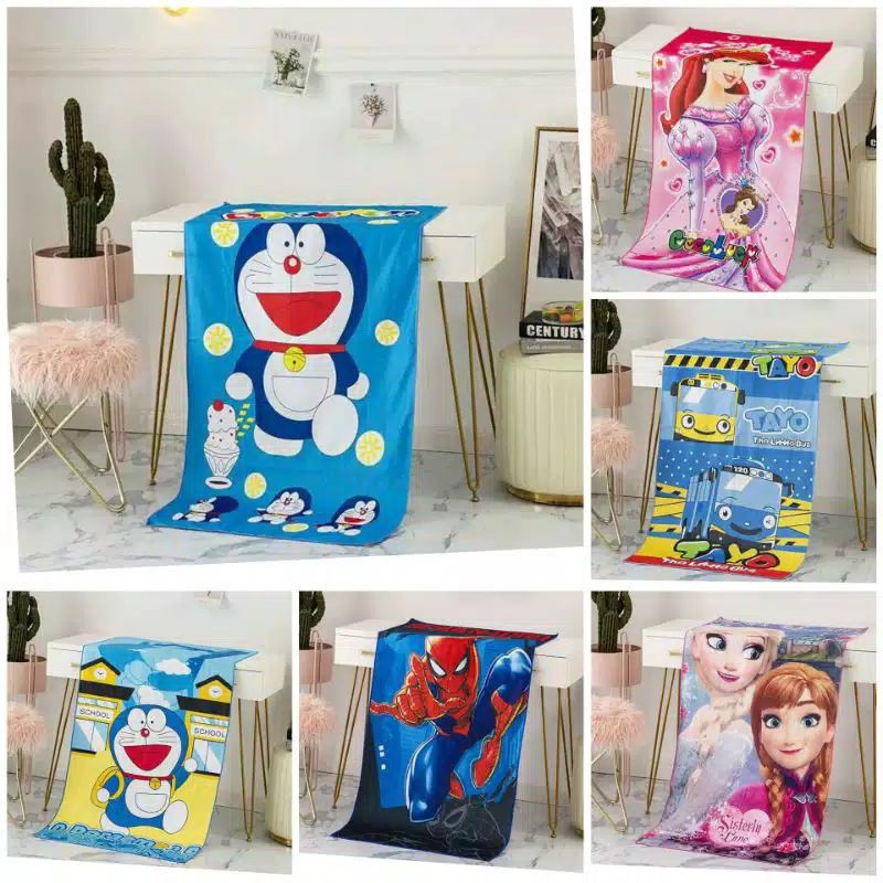 COD Joy KTB Handuk Karakter Jumbo Ukuran 70x140cm Besar Handuk Mandi Anak dan Dewasa Import