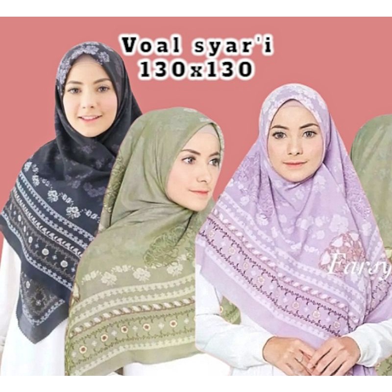 SEGIEMPAT VOAL MOTIF 130X130 / JILBAB VOAL MOTIF SYAR'I / JILBAB SEGIEMPAT JUMBO / JILBAB SEGI EMPAT