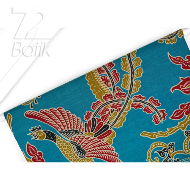 KAIN BATIK KATUN Premium Motif Burung Warna Hijau Tosca Merah Kuning 727626 Cap 72 Jarik Jarit Samping Kebat Panjang Batik Katun Modern Premium Bahan Seragam Batik Pernikahan Kantor Keluarga Murah Kamen Jadi Batik Bali Lembaran