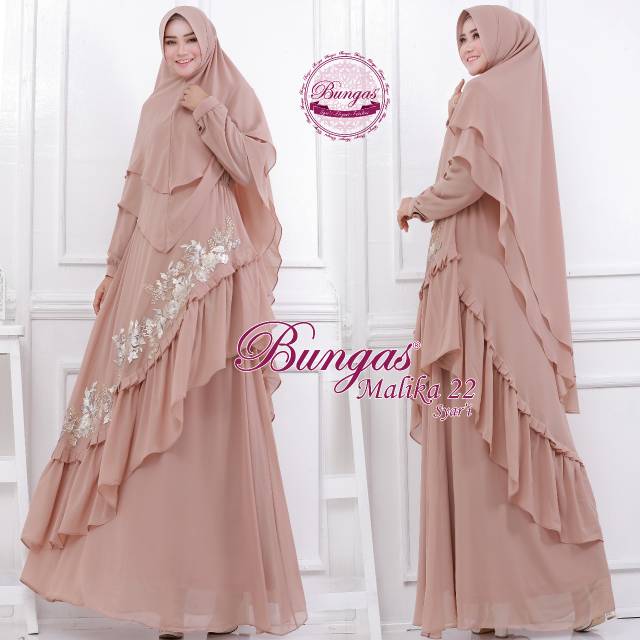 ORIGINAL Gamis Malika Syari by Bungas ORI realpic busui ceruty cantik