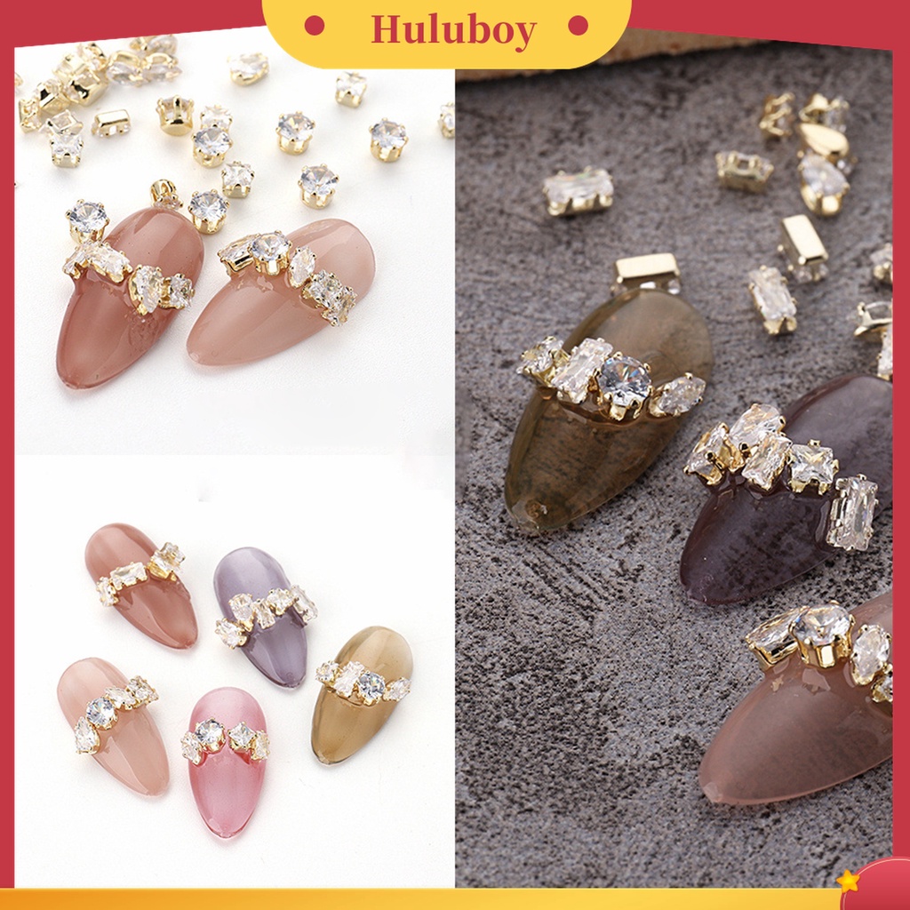 Huluboy Huluboy♡ 1 Set Ornamen Kuku 3D Bahan Metal Tahan Karat Untuk Manicure Charms