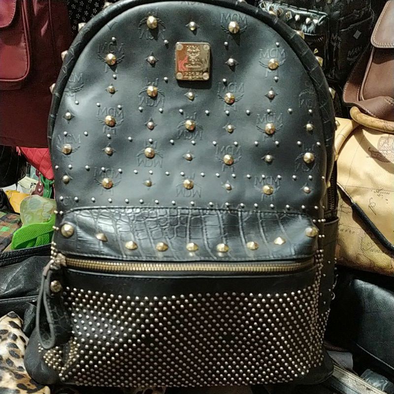 ransel mcm munchen kulit hitam