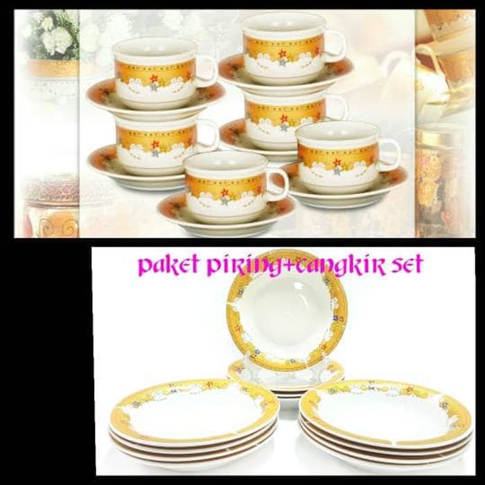 paket piring makan dan cangkir set vicenza