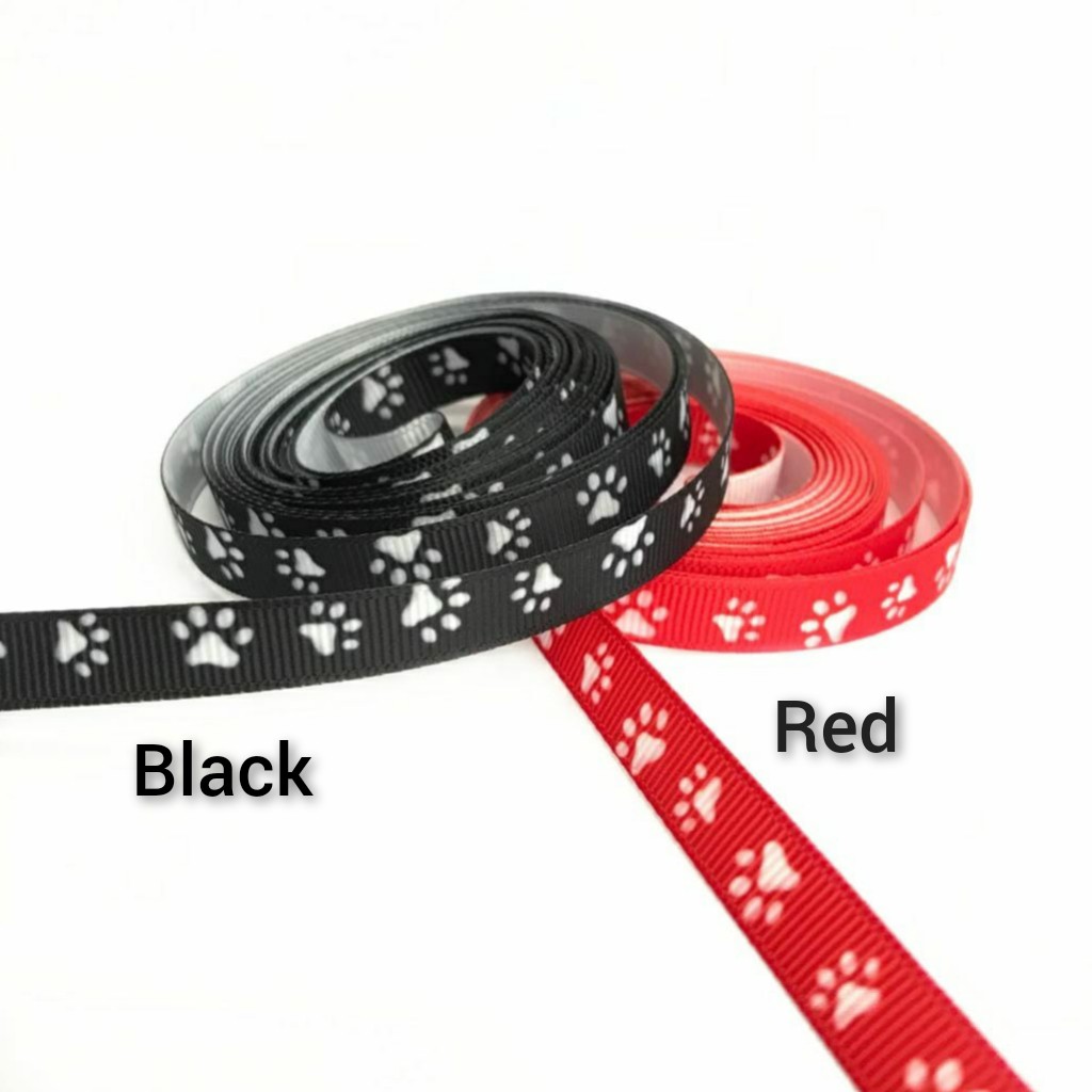 1 YARD - 1 CM PITA GROSGRAIN IMPORT MOTIF KAKI