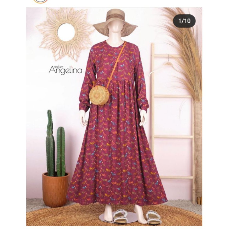 Dress Atelier Angelina Sarah Peacock Deep Burgundy Size S